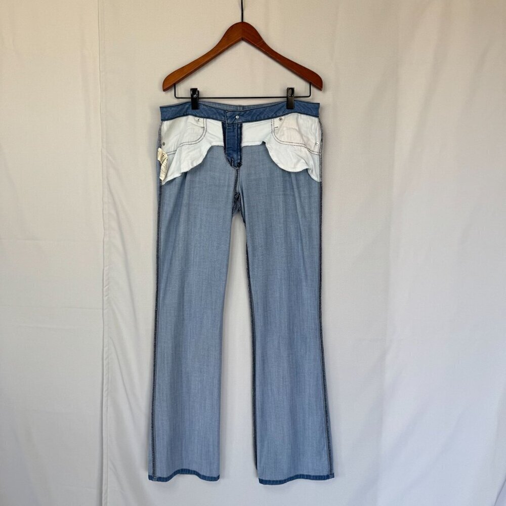 Vintage Y2K Bebe Angeline Blue Denim Low Rise Flare Leg Bootcut Jeans Size 31 - Picture 8 of 16